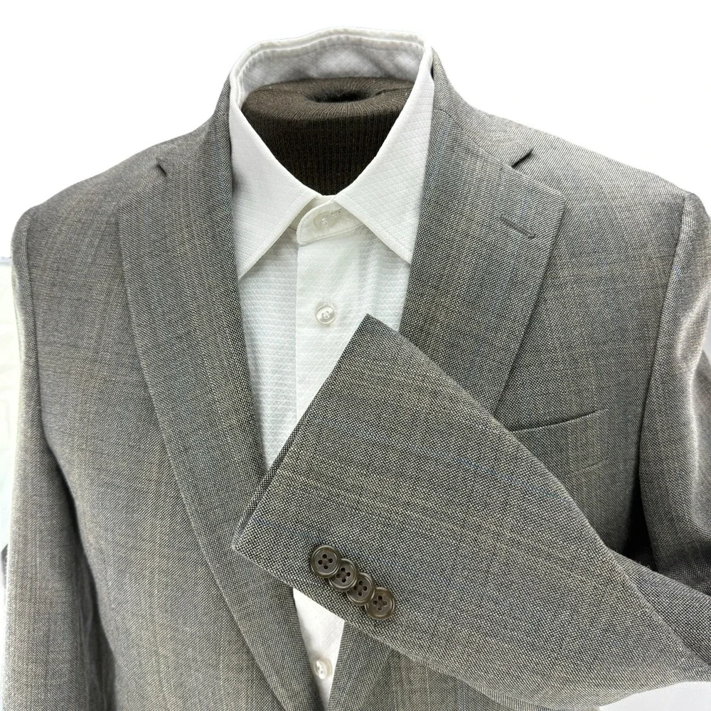 Hart Schaffner Marx Brown Blue Check‎ Wool Blazer 2 Button Size 38R Single Vent